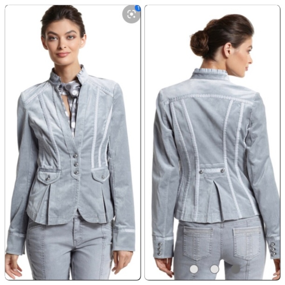 White House Black Market Velvet Gray Military Jkt